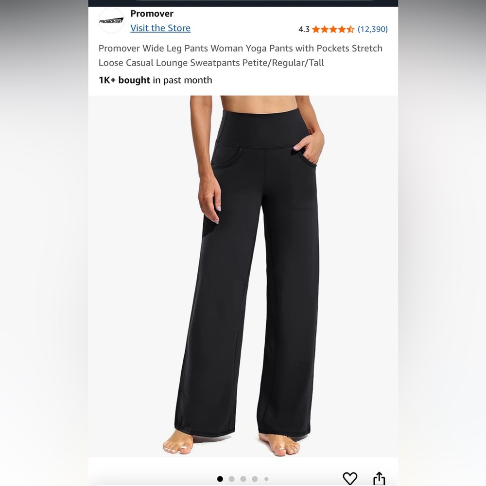 Promover Wide Leg Pants with Pockets Stretch Loose Casual Lounge Sweatpants